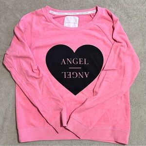 Victoria's Secret Pink Angel Relaxed Sweatshirt with Black Heart Graphic